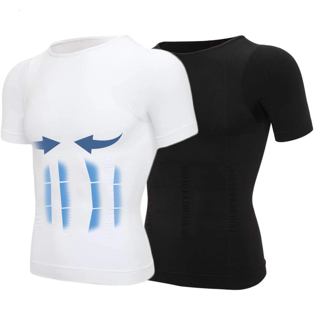 2PCS Mens Body Shaper Slimming Vest TShirt Elastic Slim Shapewear Compression Undershirts Tummy Control Waist Trainer Tank Top 260609BANJIA