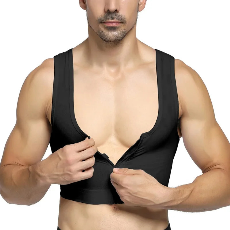 Mens Compression Shirt Undershirt Slimming Tank Top Workout Vest Chest Lifter Body Shaper 260609BANJIA