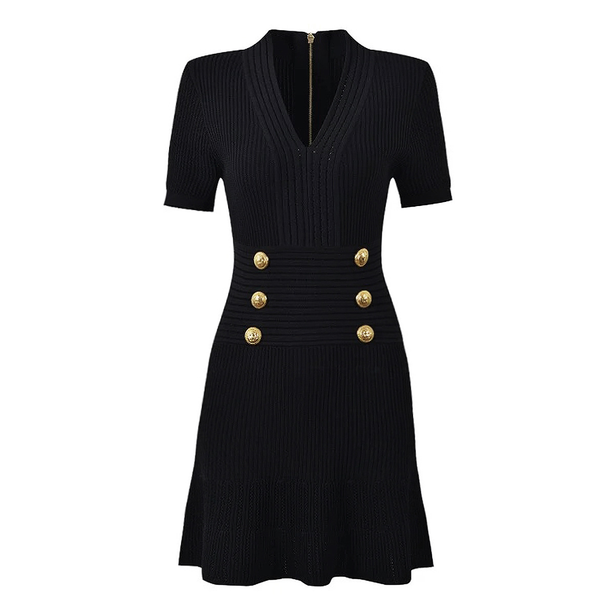 Premium New Style Top Quality Original Design Women's Sexy Knitted Spring/Autumn New Fashion High-Quality Knit V-Neck Slimming Short Sleeve Dre