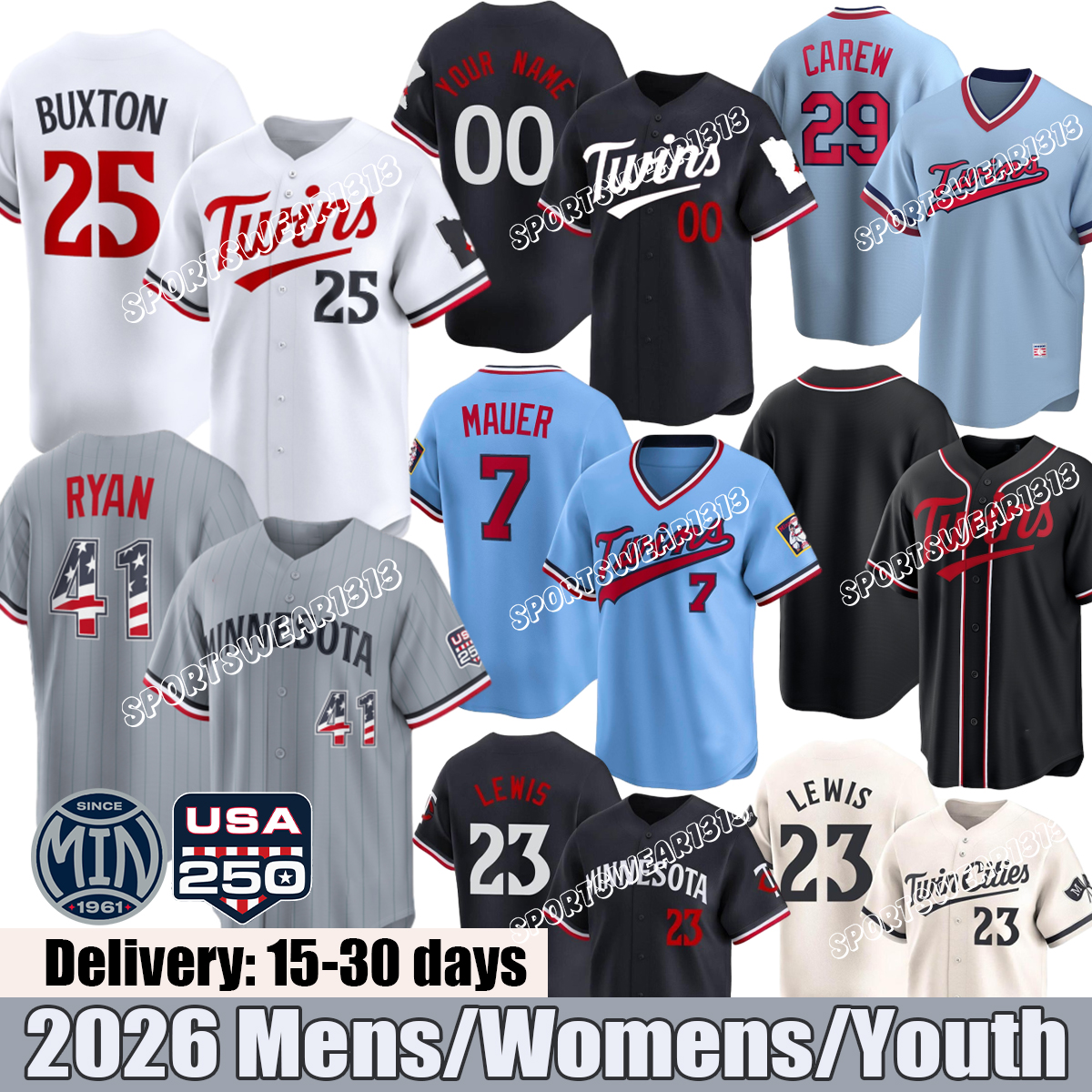 Minnesotas twins jersey #4 Carlos Correa Byron Buxton #59 Duran #49 Lopez Jerseys-image-950953287