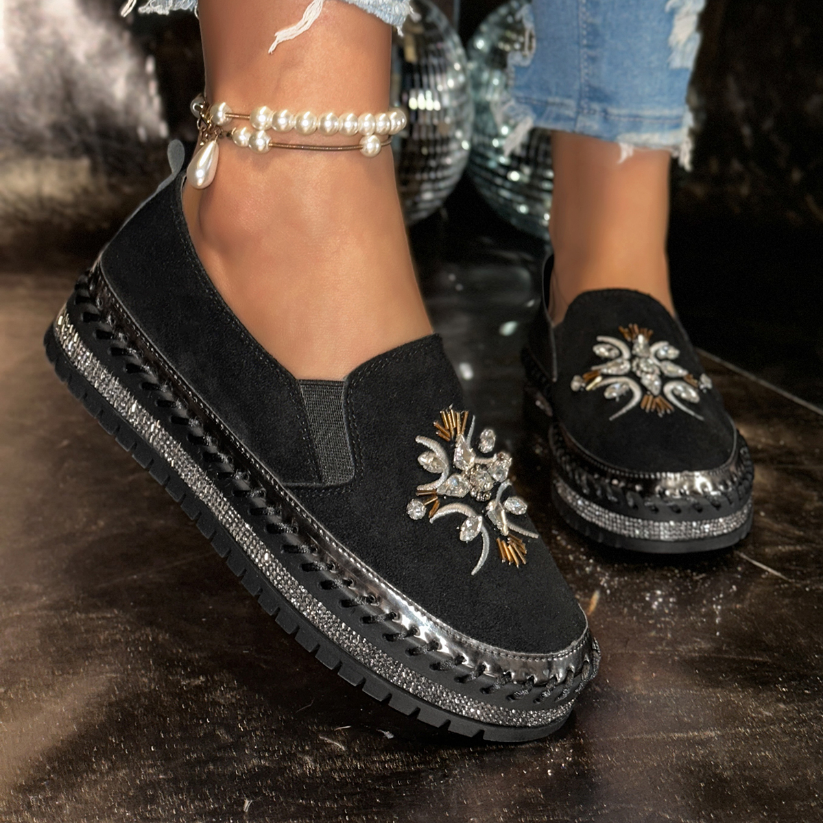 Womens Luxury Sneakers Rhinestone Casual Shoes Women Outdoor Platform Running Shoes Designer loafers lightweight and comfortable Casual Flat Shoes