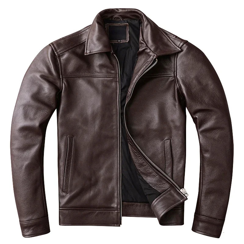 Casual Cowhide Genuine Leather Jacket Men Slim Mens Clothes Spring Autumn Mens Cow Clothing Asian Size 6XL 260617BJ
