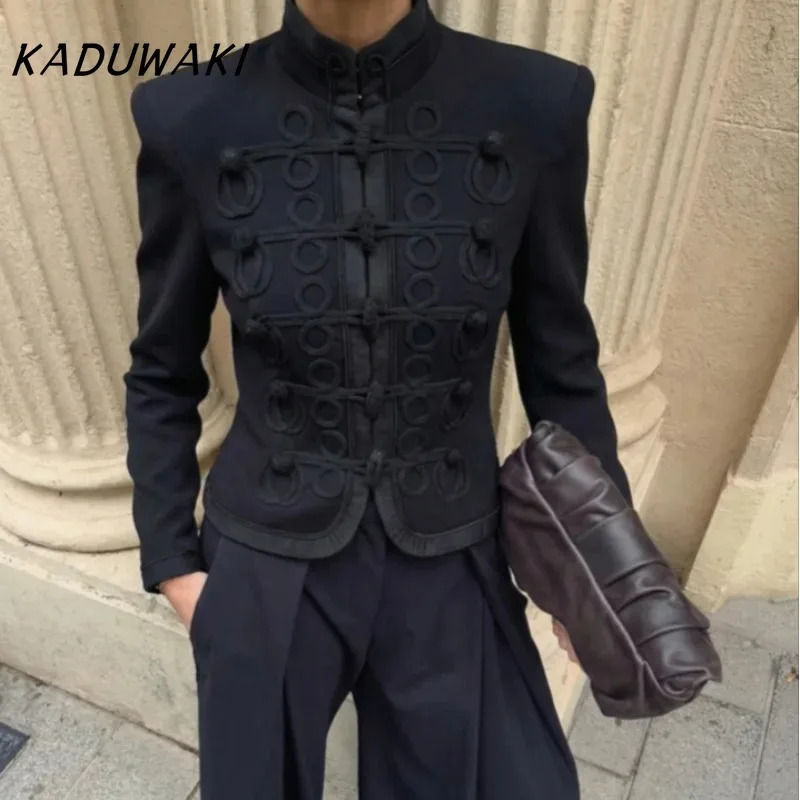 KADUWAKI Graceful Womens Jacket O-neck Full Sleeve Chinese Knot Female Napoleon Jackets Spring Chic High Street Lady Coats 260617BJ