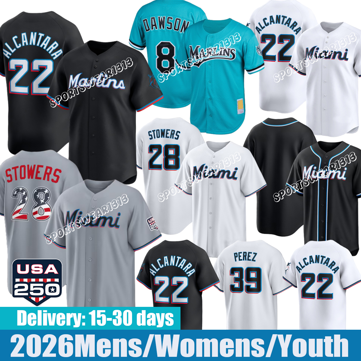 #1 Norby Miamicity Marlins jersey 7 Jesus Sanchez 22 Sandy Alcantara Albert Almora Jr. Matt Mervis Nick Fortes Xavier Edwards Baseball Jerseys-image-950951642