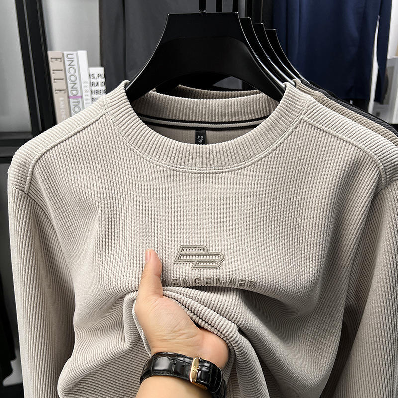 Luxury Designer Crew Neck Pullovers Solid Tone Heat Transfer Letter Print Soft Cozy Base Layer Tops For Men Fresh Autumn New Arrival Casual Fashion