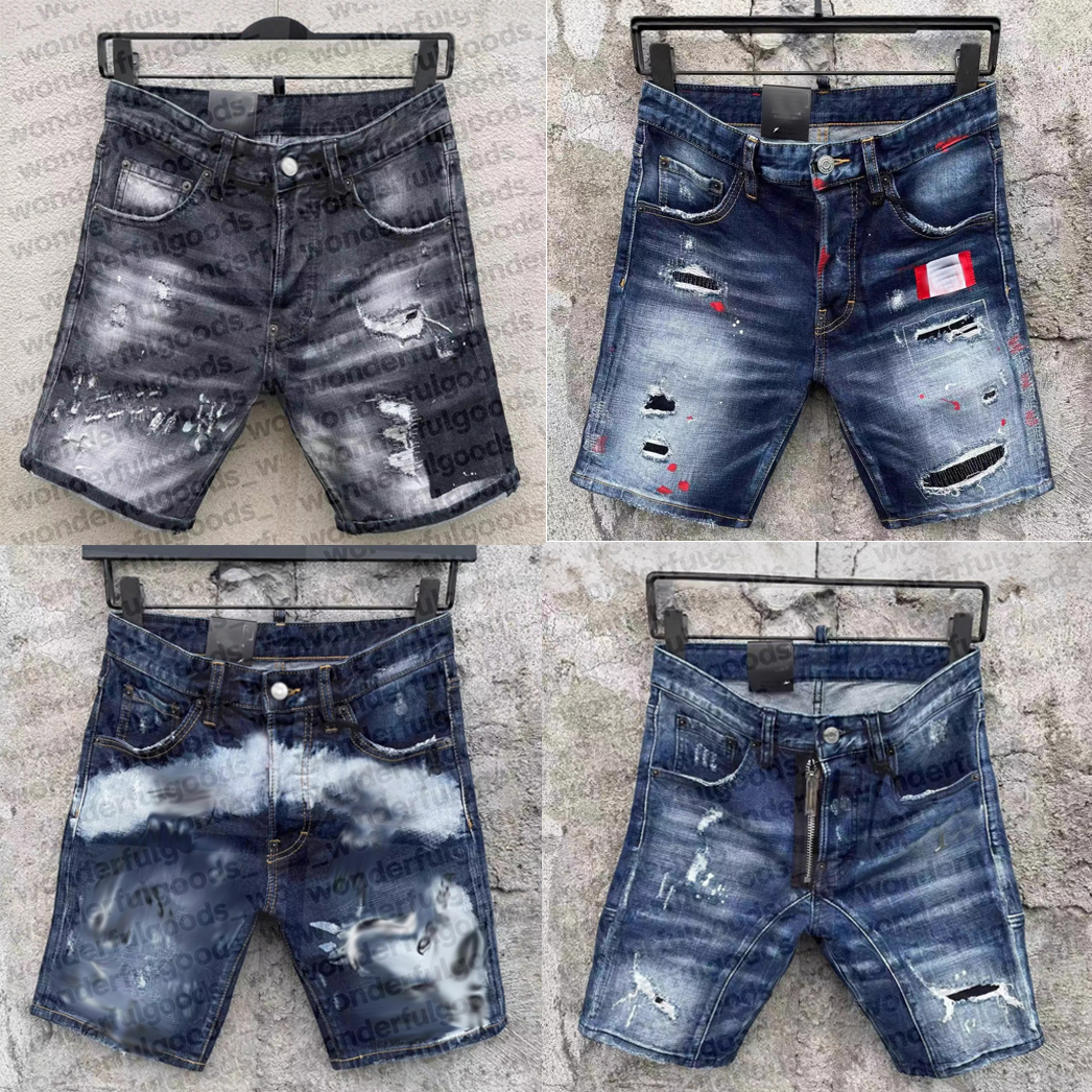 Mens short denim jeans straight holes tight jeans casual summer Night club blue Cotton Men pants italy style