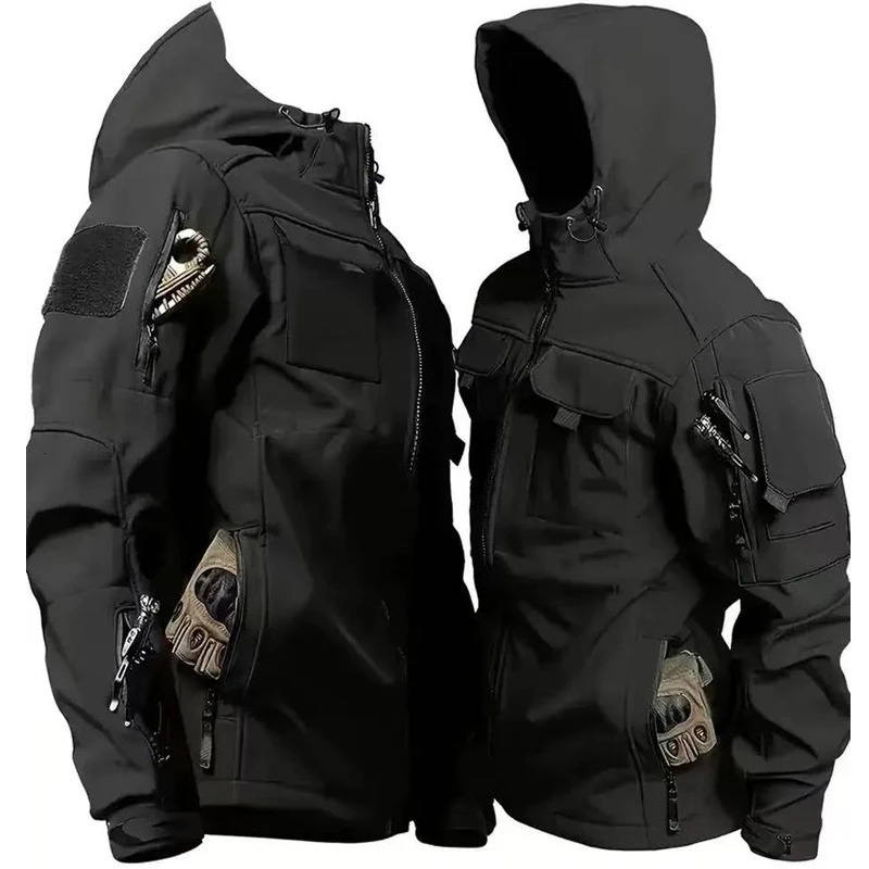Autumn WinterTactical Jackets Men Cargo Military SoftShell Waterproof Windproof Hooded Jackets Outdoor Functional Multi-pockets 260617BJ