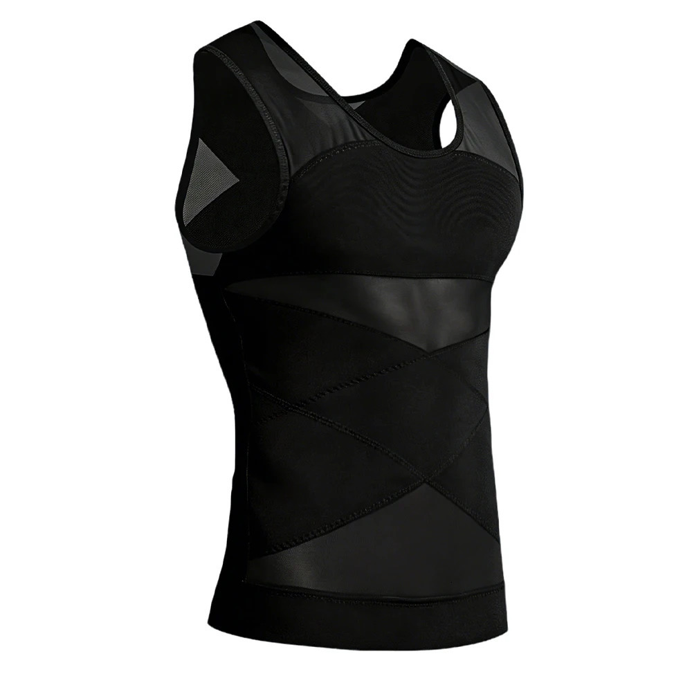 Mens Mesh Cross Compression Tank Top Abdomen Slimming Shaper Breathable Fitness Vest Slim Fit Casual Base Layer Undershirt 260609BANJIA