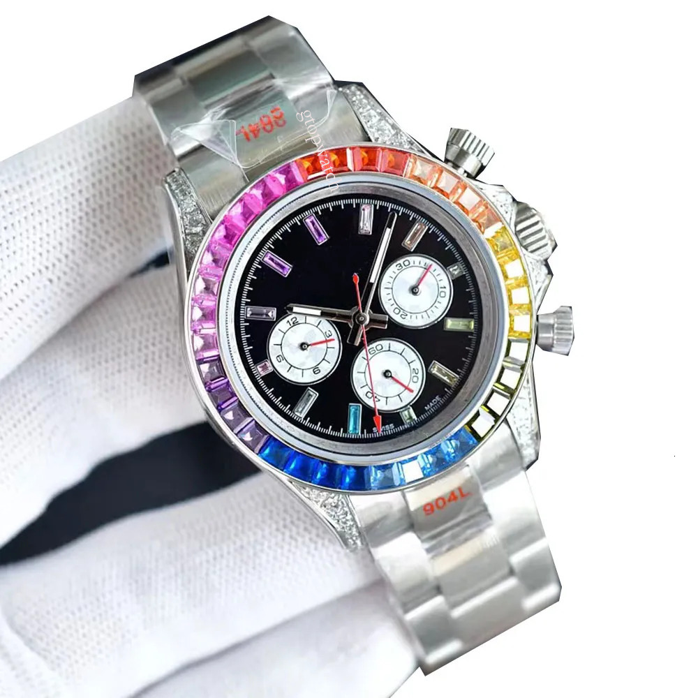 40mm Mechanical Automatic Wristwatch 904L Stainless Steel Wristwatches Waterproof Diamond Rainbow Dial Watch for Men Designer Watches
