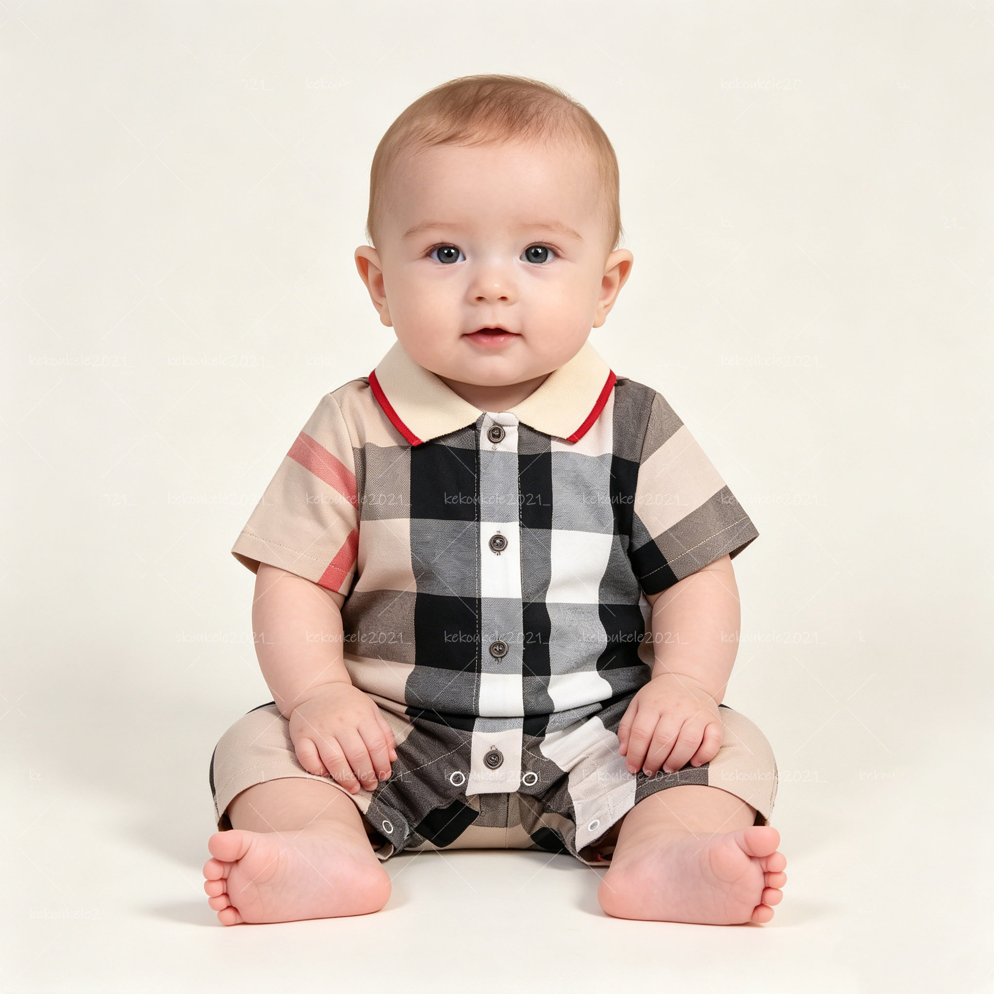 Luxury Designer Baby Romper Boys Classic Check Pattern Comfortable Cotton Newborn Girl Jumpsuits Short Sleeve O-neck Bodysuit Summer Kids Clothing