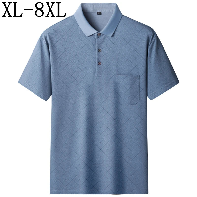 8XL 7XL 6XL 2025 Summer High End England Style Plaid Shirts For Men Tops Tees Lapel Mens Polo Shirt With Pocket Loose Polos 260609BANJIA