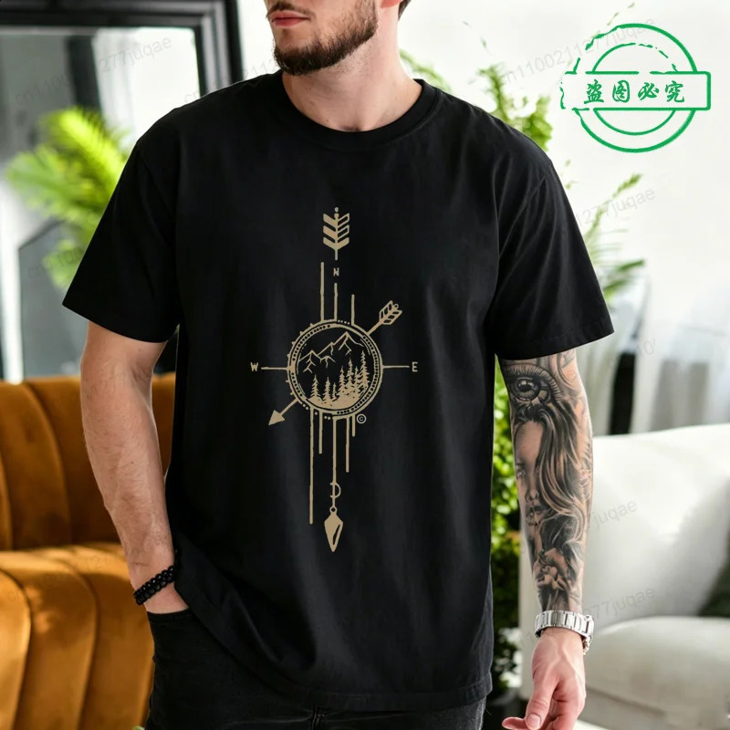 High Street Summer TShirts Travel Compass Graphic Tee Mens Nature Camping TShirt Unisex Streetwear Casual Tops Gifts 260618