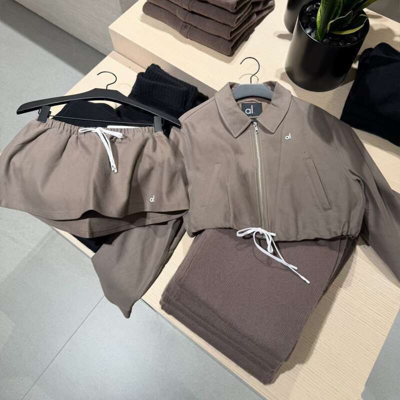 New alolynessities Women Sweat Jacket Set Zipper Short sleeved Jacket Set Yoga Clothes Sets Women alolynessities Men Jacket Short skirt Designer Soc