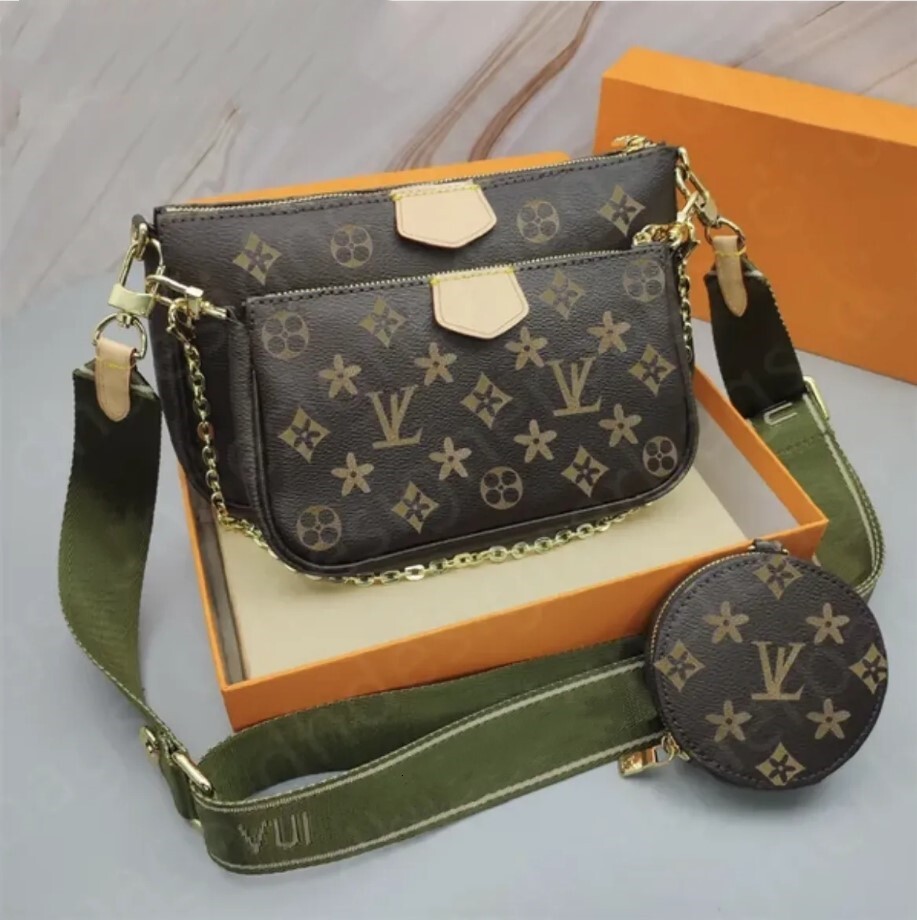 5A luxury Designers wallet bag 3 pcs Shoulder Bags three piece set purs classic handbags women bag leather lady messenger satchel cross body package