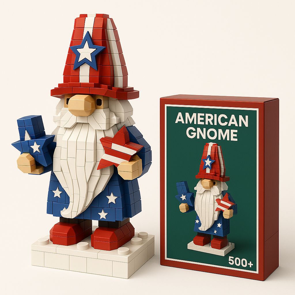 US Independence Day Gnome Building Blocks Patriotic Desktop Decoration Model-image-1111283543