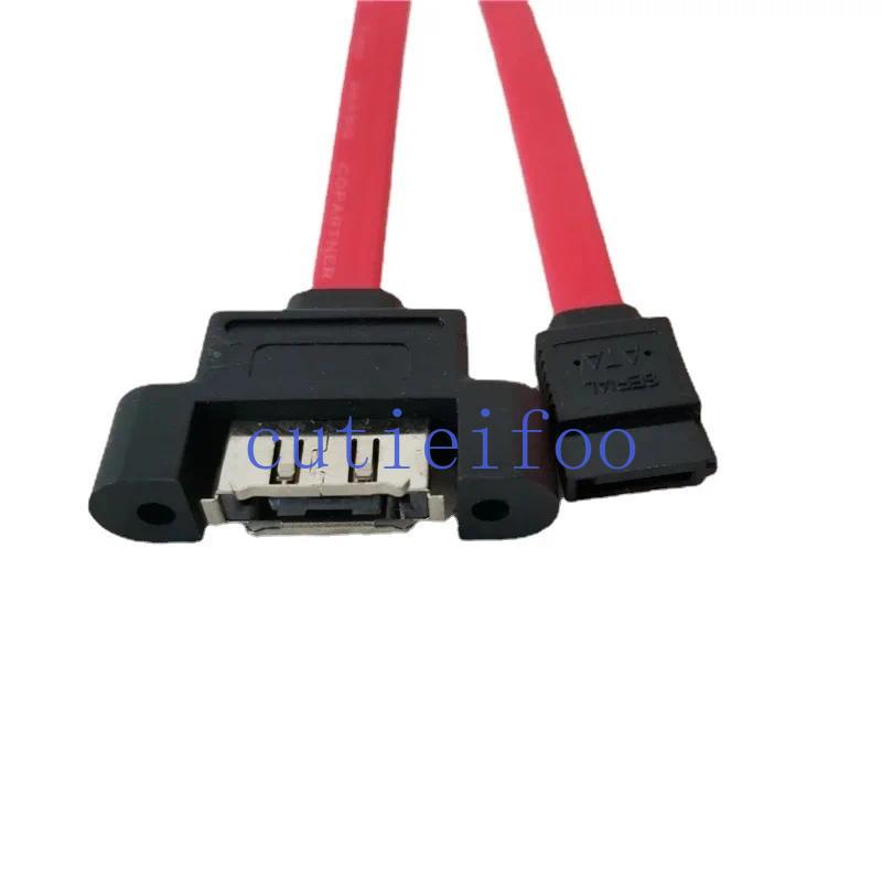 SATA Male Adapter to ESATA Female Connector Data Extension Cable Can be Fixed Mounting Wire Red 40CM-image-1111349889