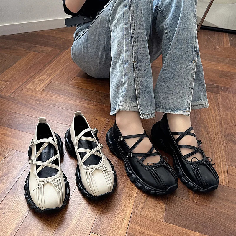 2026 New New Athletic Shoe Designer Dress Women Formal Shoes Autumn Chunky Sports Fashion Shallow Butterfly Ladies Leather High Heel Knot Platform S