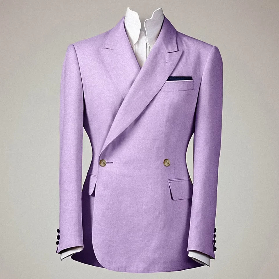 Elegant Mens Linen Cotton Blazer Double Breasted Slim Fit Lapel Breathable Wrinkle Resistant Summer Sport Coat For Wedding 260618