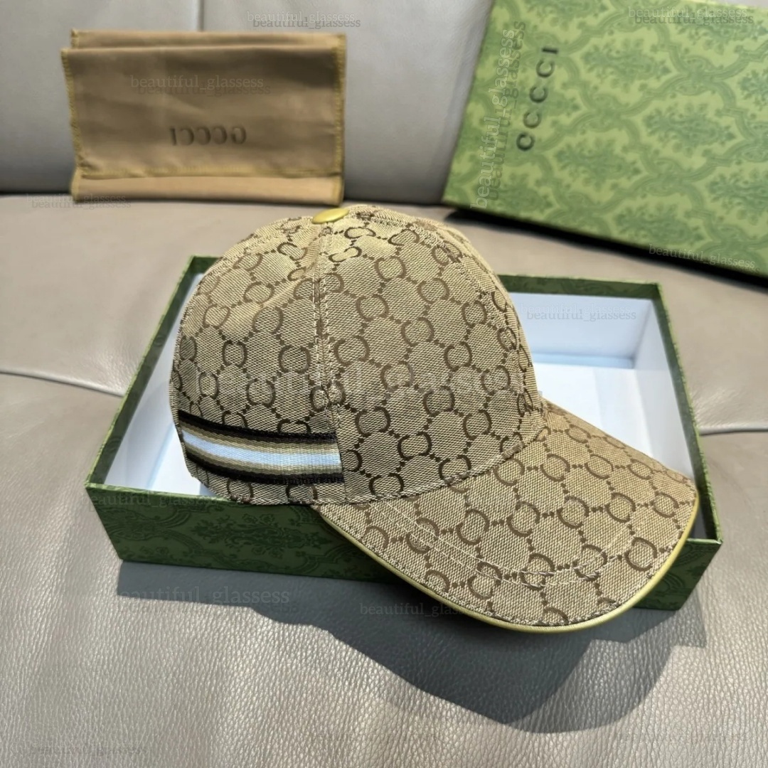 Designer Monogram Jacquard Baseball Cap Leather Brim Adjustable Snapback Luxury Tennis Golf G Hat Outdoor Streetwear Unisex For Men Women Summer Cas