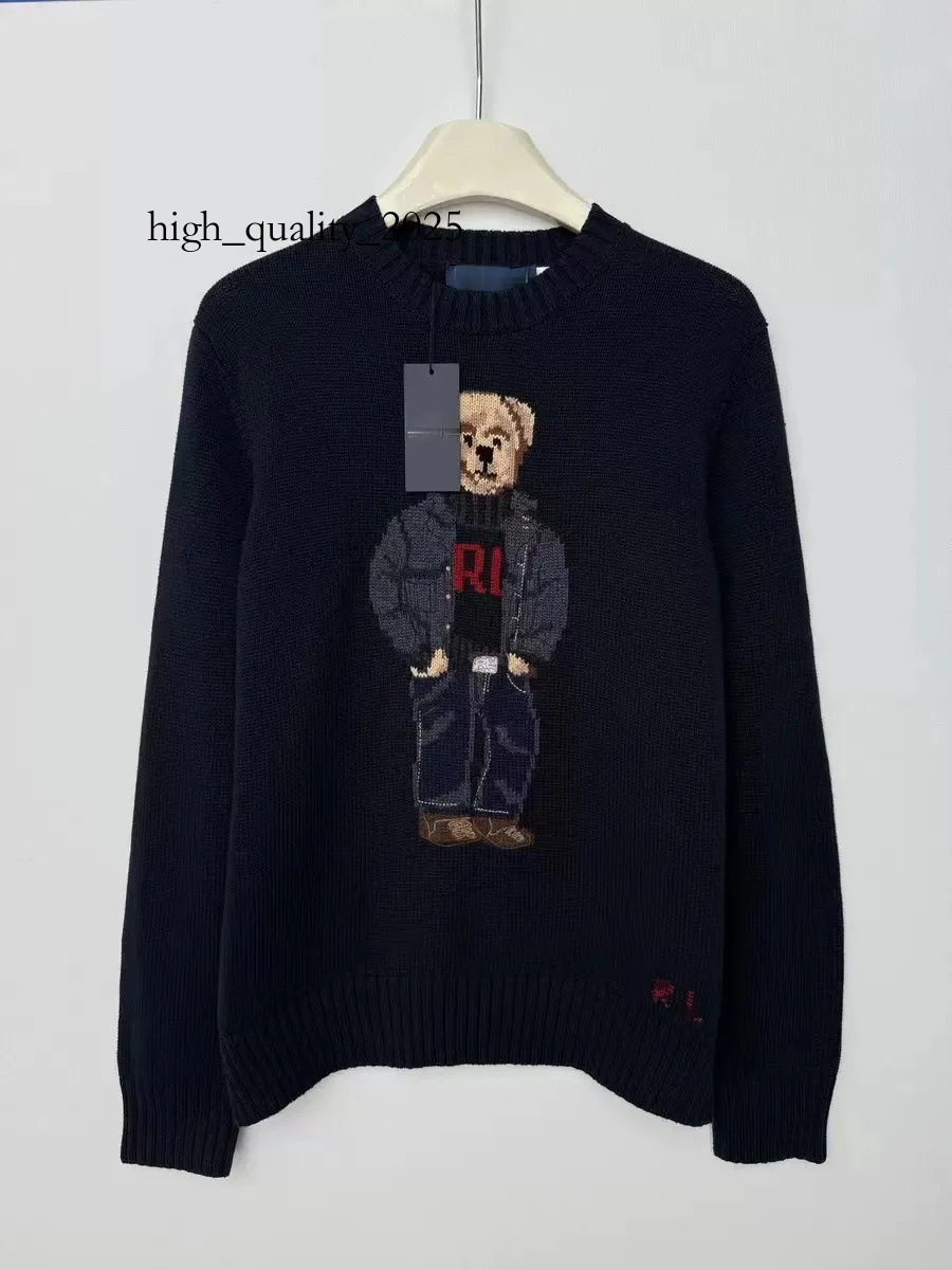 Laurents Hoodies Designer US Cartoon Bear Knitted Mens Coat Pure Cotton Sweater Round Neck Autumn Winter Pullover Youth Adult Luxury Laurents Casual