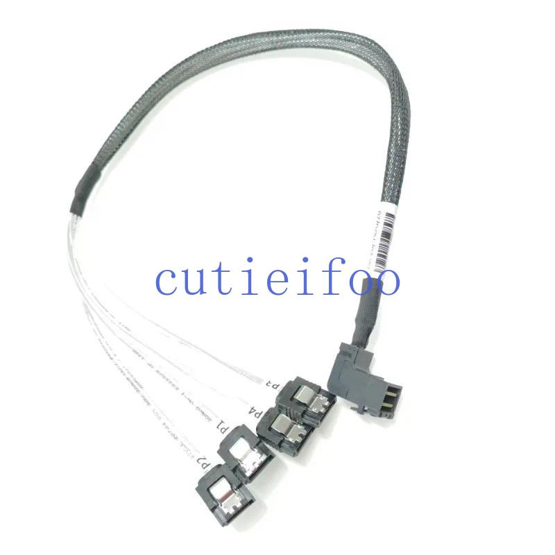 90 degrés vers le bas angle droit 12 Gb/s HD Mini SAS SFF-8643 vers 4 x disque dur SATA câble de ligne de transmission de serveur de données 50 C