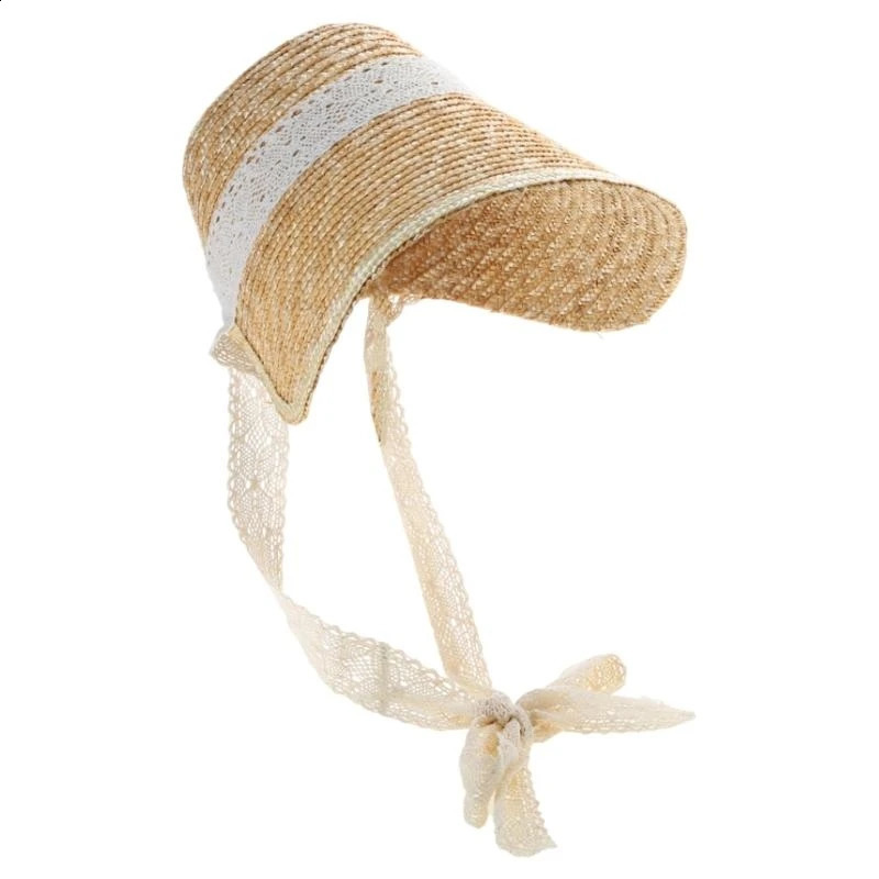 LolitaStyle paille pour femmes filles français thé fête dentelle Patchwork Bonnet tissé à la main chapeau de soleil été couvre-chef 260618