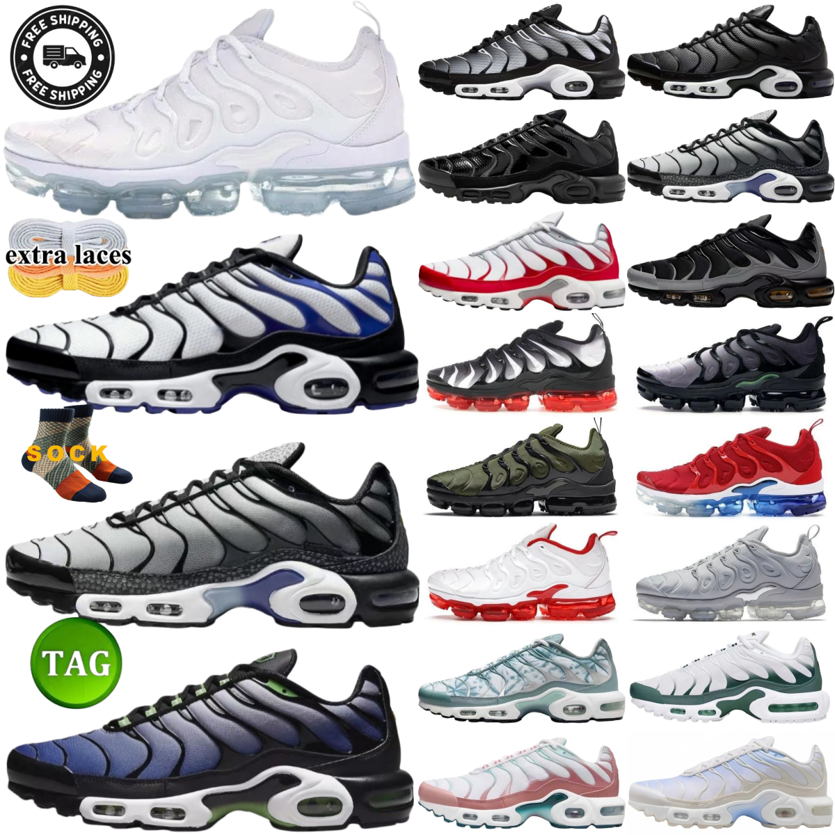 Designer shoes men women maxsplus sneaker casual shoes running shoes Comfortable lightweight breathable fabric uppers Fashionable street shoes Black