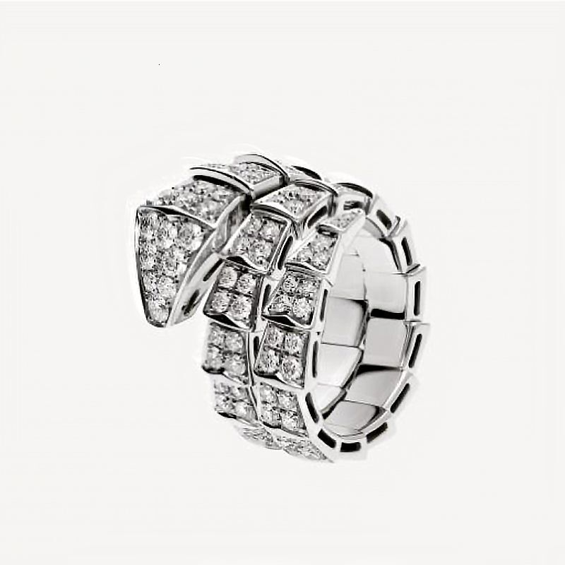 Desingers Ring Men and Women Width and Narrow Version Luxurys Open Rings Easy to Deform Lady Silver Snake Plated Light Bone Full Diamond Pattern Cou