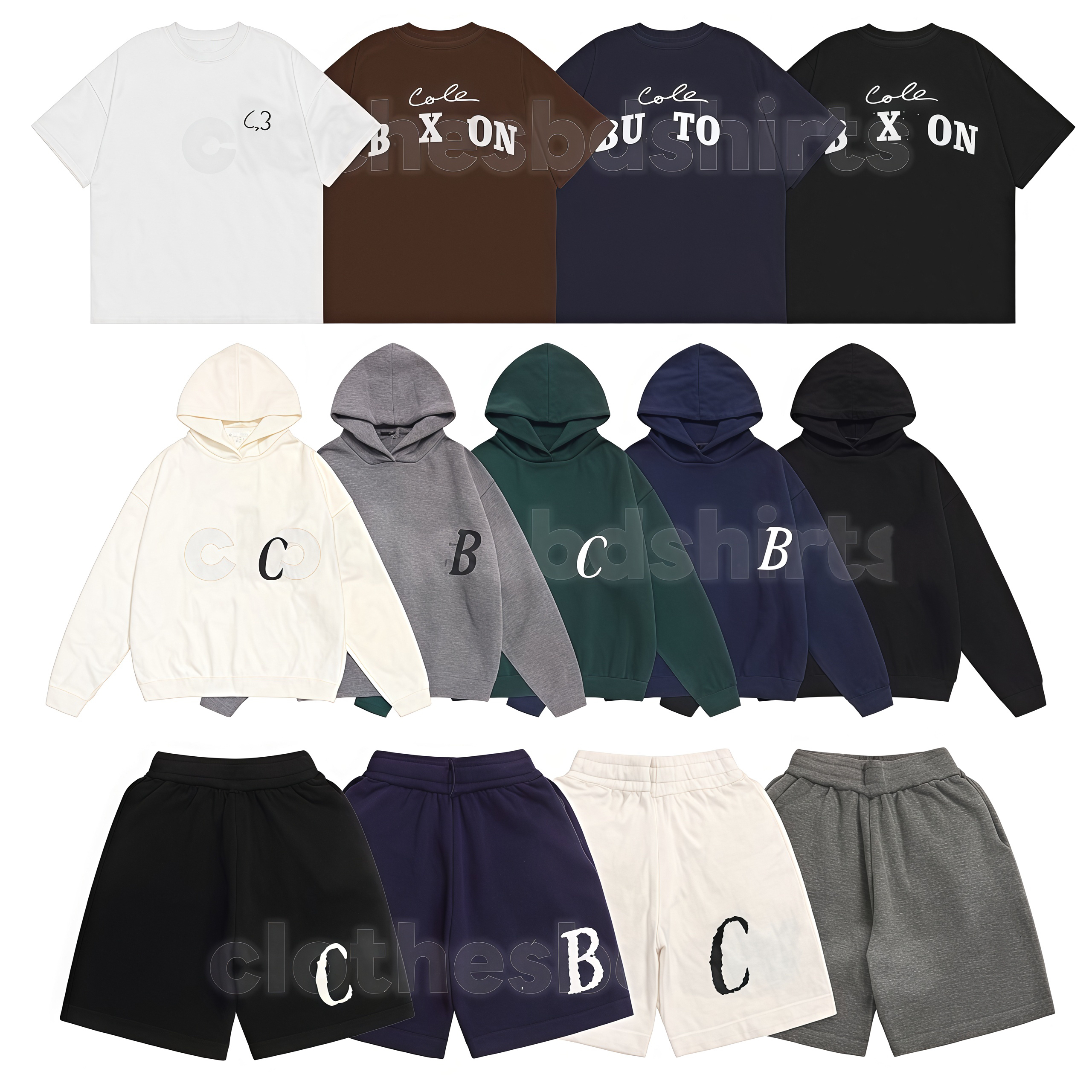 shirts shorts wool fleece sweater tracksuit Men and Women T-Shirts tops sweater tracksuit Summer Letter Graffiti Black White Navy Fashion Trendy-image-958698646