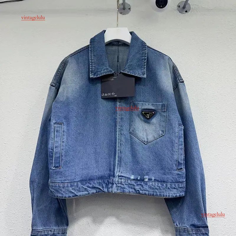 Fashion Jacket Women Ladies' Long Sleeved Denim Jacket With Triangular Logo Design Fashionable And High Quality Autumn Jacket