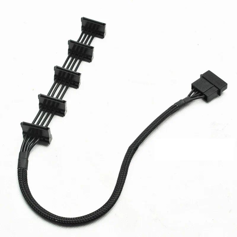 1to5 PC Server ATX 4Pin IDE Molex to 5 Ports SATA Series ATA Power Supply Cable 18AWG 40cm 15.7inch Cord-image-1111352287