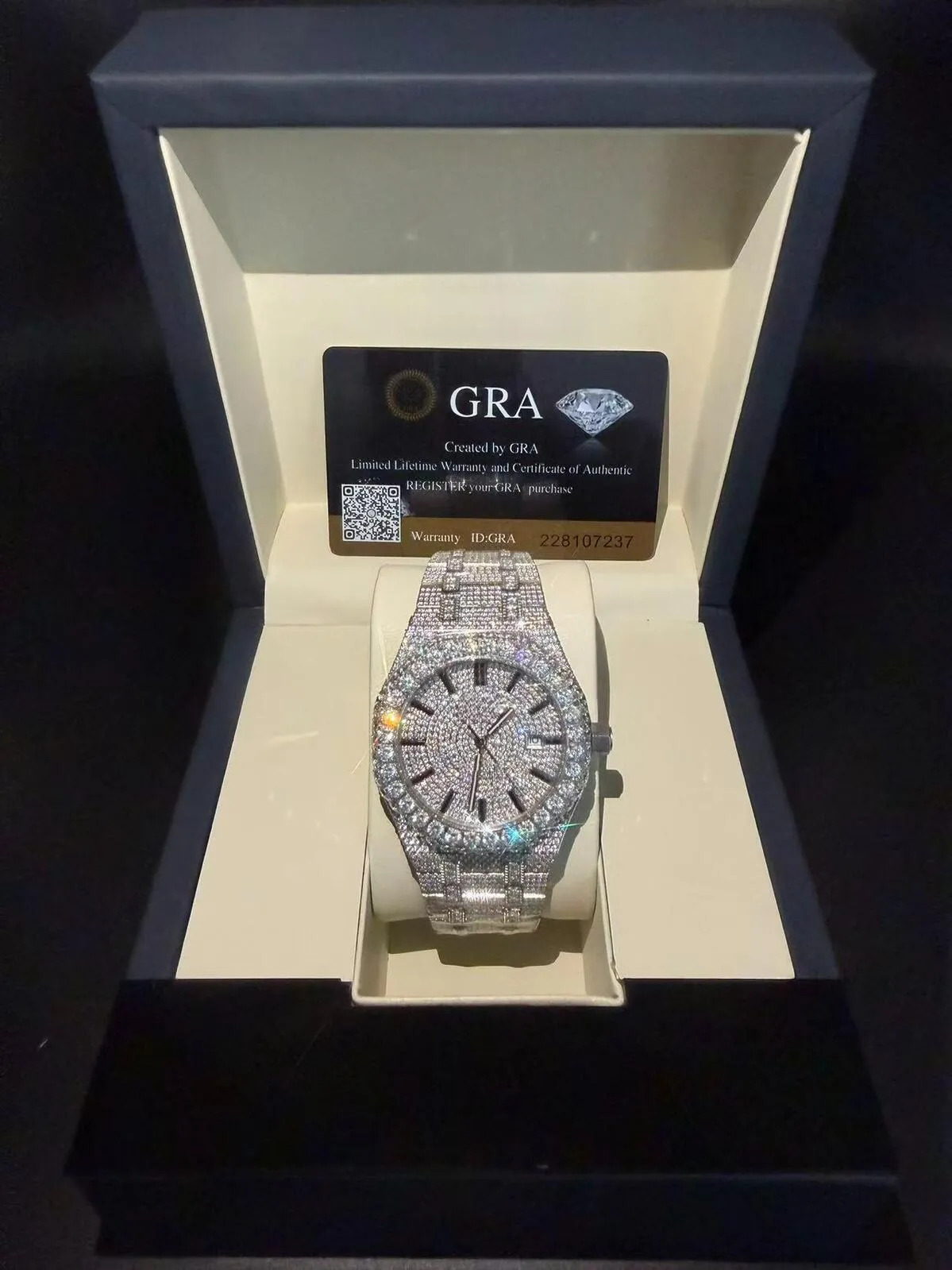 Moissanite bijoux de luxe personnalisés haut de gamme, montre-bracelet mécanique entièrement automatique, montres pour hommes et femmes en pierre