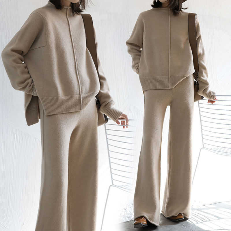 Cashmere Genayooa Two Piece Set Top And Pants Winter Korean Womens Tracksuit Casual 2 s Outfits L26