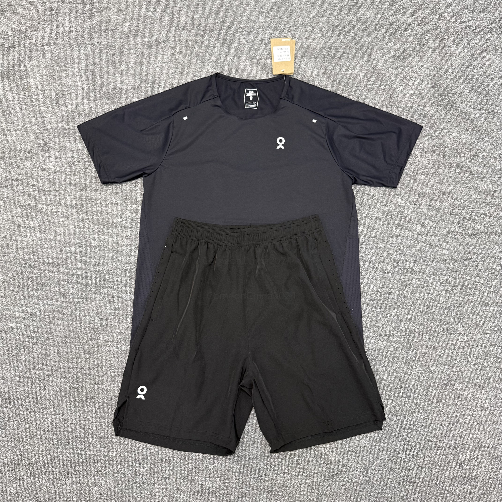 on Mens breathable Quick Drying T-shirt Shorts Tracksuit Swim Running Training Set Short Sleeve Reflective Track Field Fitness Print Sportswear Suit