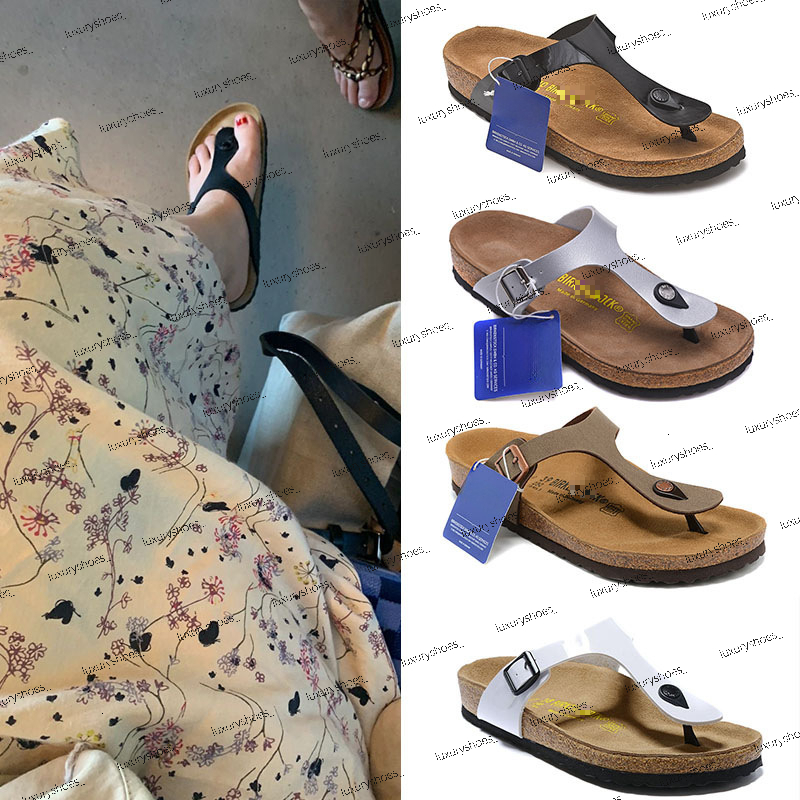 with box birkenstick sandals gizehs Thong Sandals designer sandals women and men luxury Wide Version Flip-Flops Genuine Leather Cork Sandals Unisex