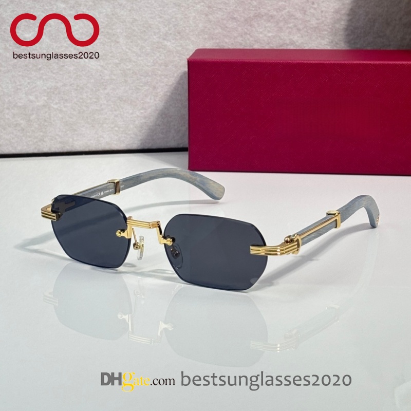 Luxury Mens Sun GlassesC Decor Screw Design Diamond Cut Octagon Oval Sunglasses Men Square Rimless Business Driving Social Vintage Gift Red Box RX R