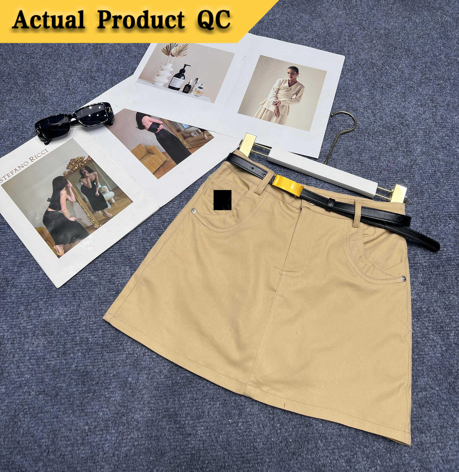 Designer Mini Skirt with Belt Khaki A-Line Slim Shorts Skirts High Waist Pony Embroidery Horse Logo Short Casual Dress Luxury Brand Retro Preppy-image-1111470036