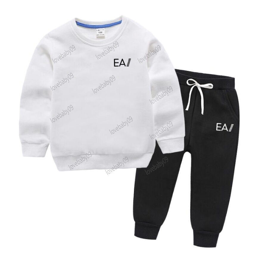 Kids Fashion Letter Print 2pcs Pullover White Hoodie Pants Tracksuits 2-13 Years Boys Girls Casual Outfits Children Clothes Sets-image-766608386