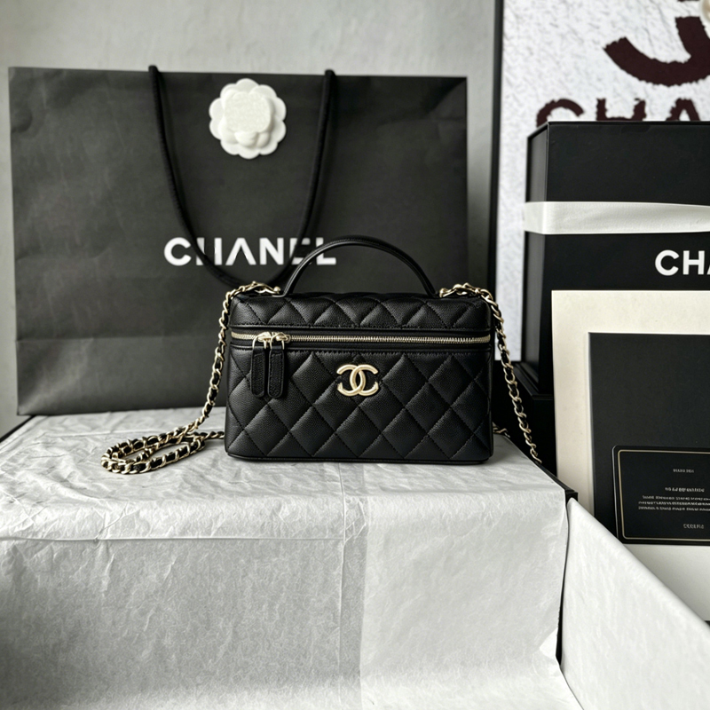 Designer Black Gold Makeup Bag Diamond Diamond Grid Bag Top Needle Seam Mirror Makeup Bag One Shoulder Fashion Mini Bag 11cm 18cm AA