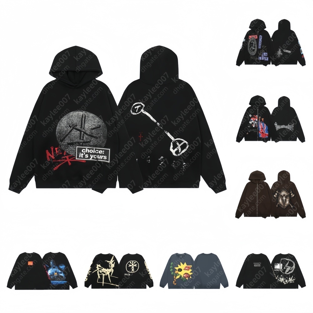 Travi Scott Mens Designer Sweat à capuche graphique Sweat à capuche Femme Zip Up Sweat à capuche Pull en plein air Mode Tech Fleece Pull Hommes L