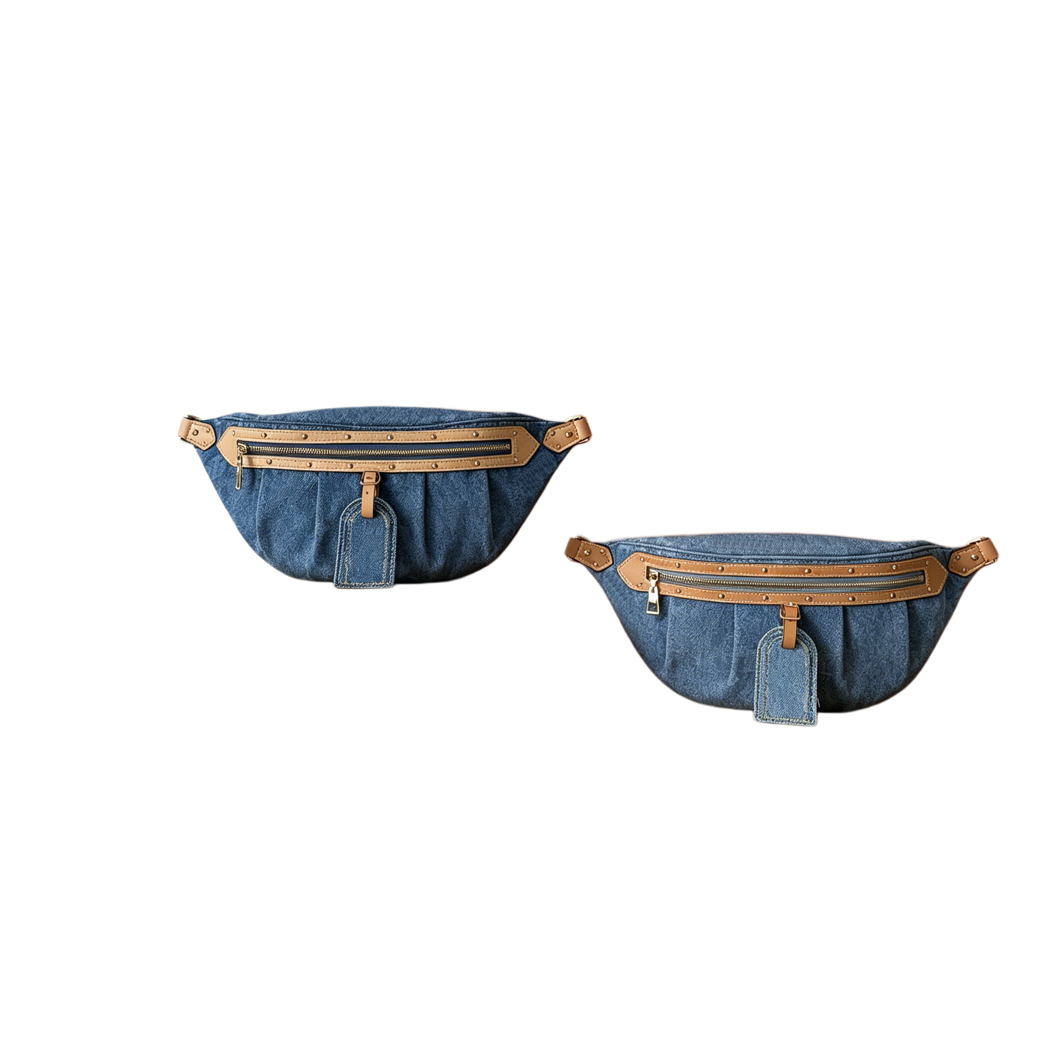 2026 Nouveau sac de poitrine bleu Denim Vintage haut de gamme, sac de taille à large sangle réglable, sac à bandoulière
