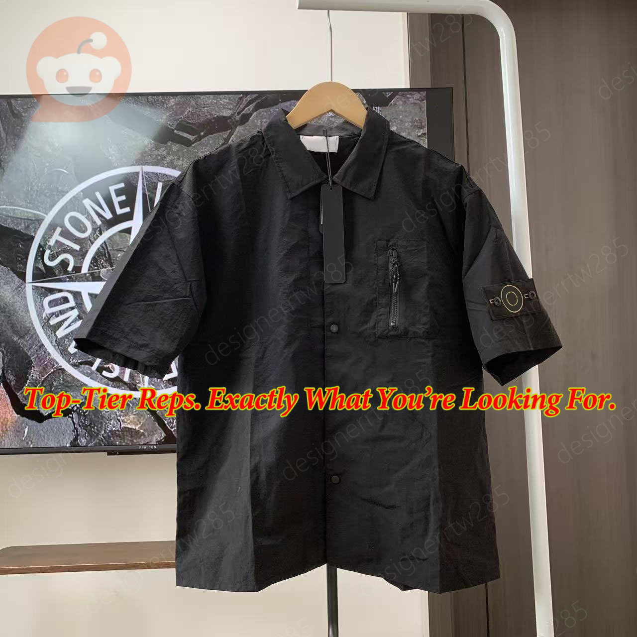 Designer Nylon Metal Short Sleeve Shirt Luxury Compass Badge Cargo Overshirts Men Techwear Blouses Waterproof Tops Harajuku Style Jacket