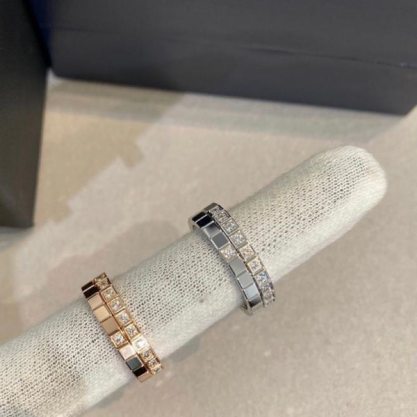 Designer Chopardlys happy diamond Cchopard High-quality Non-fading Zhu Yilong Style Plain Ring Small Ice Cube Zircon Starry Sky Single Diamond Coupl