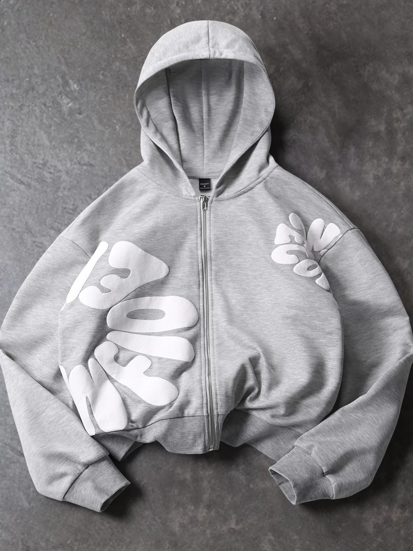 Mens Oversized Streetwear Zip Hoodie 3D Puff Print Letter Graphic Polyester Gray Multi Color S2XL All Size 1Pc 260611 57
