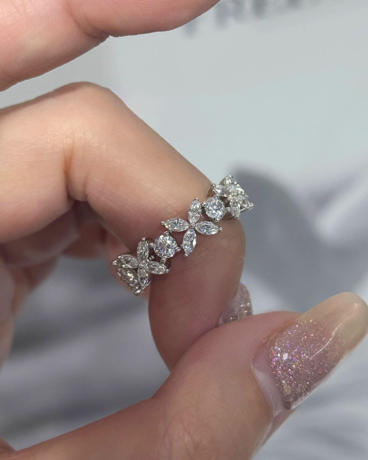 2026 Ins Top Sell Sweet Cute Wedding Rings Luxury Jewelry 925 Sterling Silver Fill Marquise Cut White 5A Zircon CZ Diamond Party Eternity Women Brid
