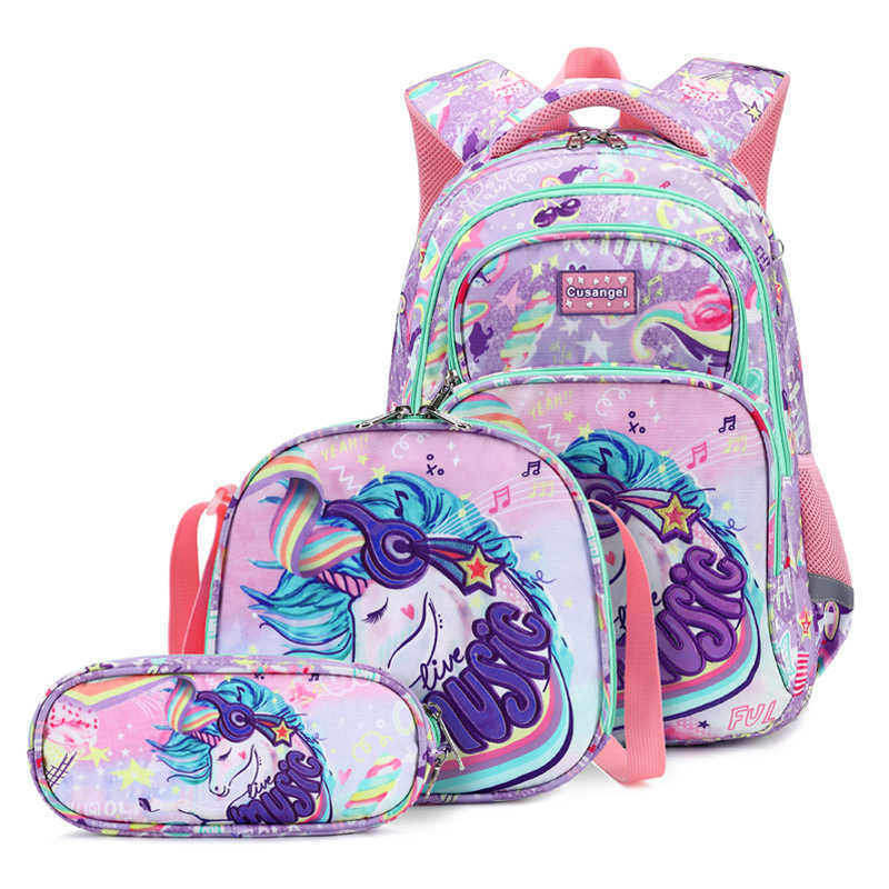 3 pièces sacs d'école à roulettes pour filles enfants sacs à dos imperméables avec roues sacs d'école de chariot élémentaire sac de livre de baga