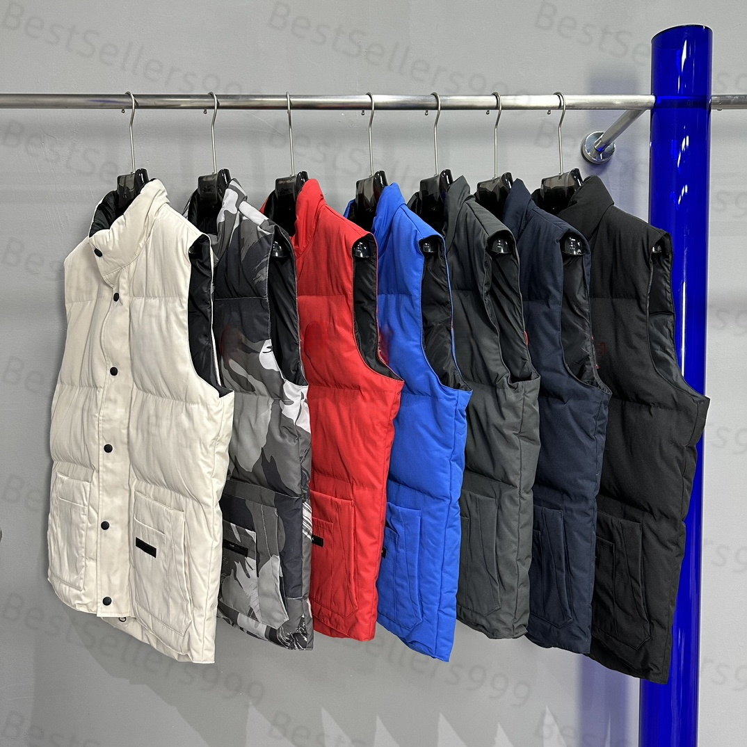 Mens vest designer vests jacket from Canadian loose coat waistcoat feather material graphite gray black and white blue fashion trend couple gilet si