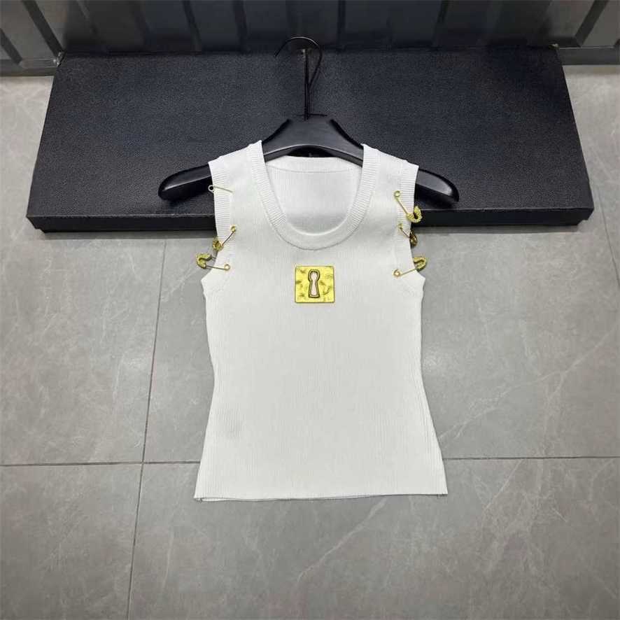 Designer's high-quality metal pin vest sleeveless cartoon clothing loose-fitting summer tank topVAP8