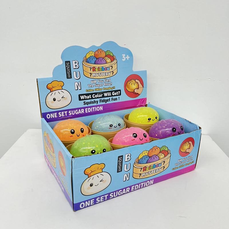 Large Glow In The Dark Squishy Bao Buns Blind Box Rainbow Glitter Mystery Dumpling Fidget Toys Stress Relief Squishies voor kinderen