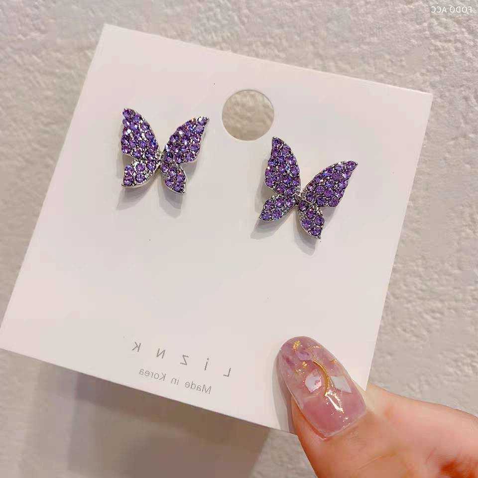 Earrings Korean New Fashion Butterfly For Women Punk Rhinestone Style Cute Girl Zircon Stud Earrings Kpop Jewelry 2020 M260623